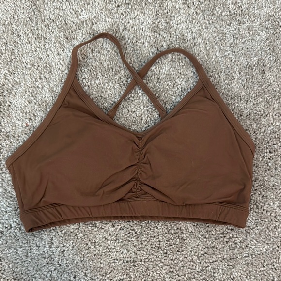 Brown Ruched Sports Bra - Picture 1 of 2